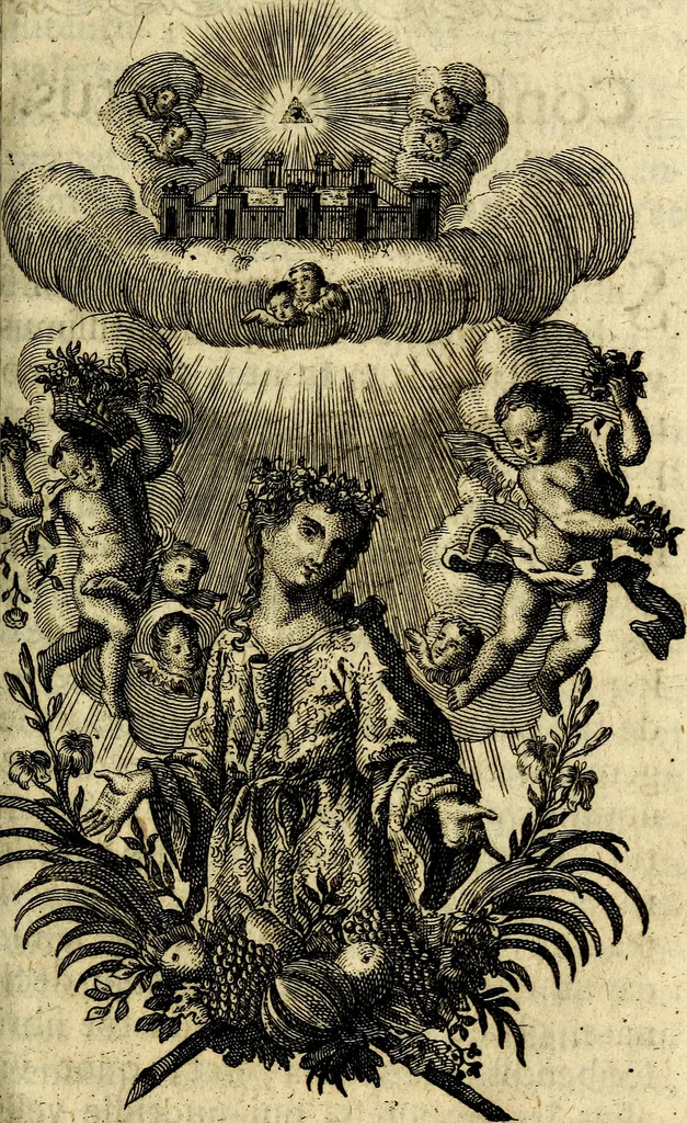 An illustration from Franc. Xav. Mannhart Societatis Jesu presbyteri quinque intimi consiliarii hominis Christiani, 1765, leaf 116