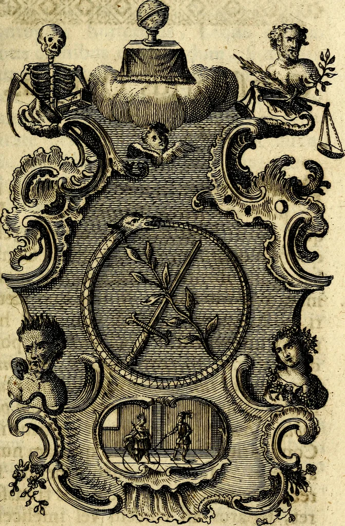 An illustration from Franc. Xav. Mannhart Societatis Jesu presbyteri quinque intimi consiliarii hominis Christiani, 1765, leaf 152