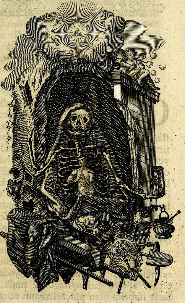 An illustration from Franc. Xav. Mannhart Societatis Jesu presbyteri quinque intimi consiliarii hominis Christiani, 1765, leaf 28