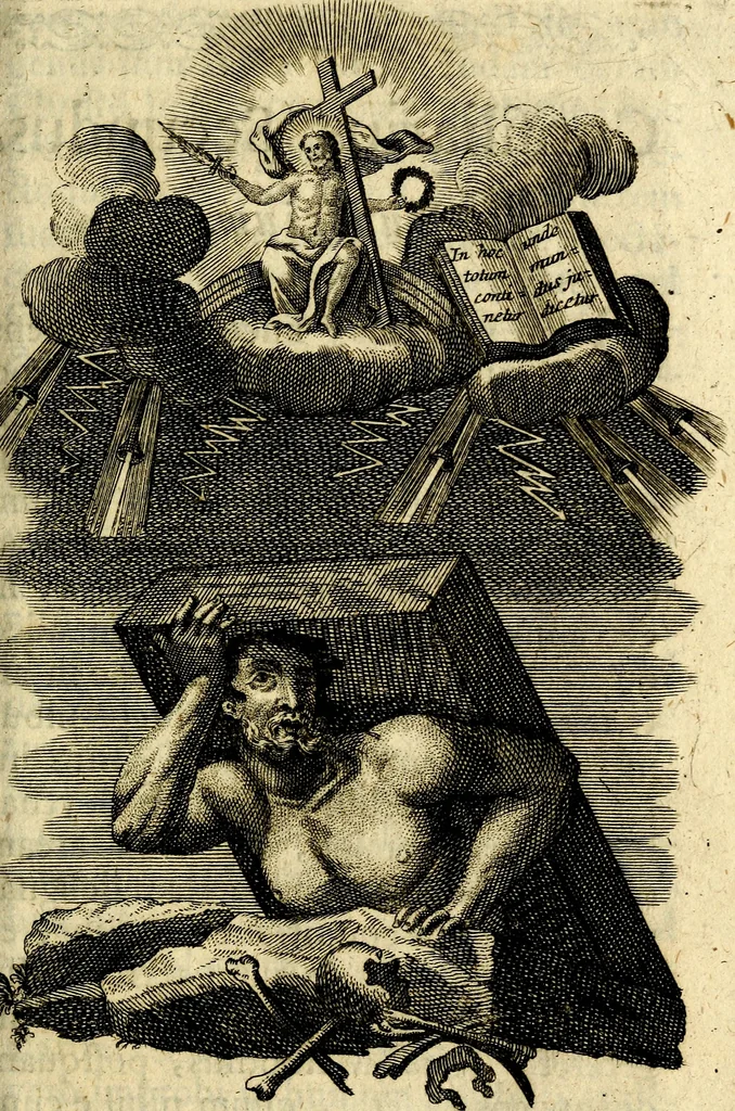 An illustration from Franc. Xav. Mannhart Societatis Jesu presbyteri quinque intimi consiliarii hominis Christiani, 1765, leaf 52