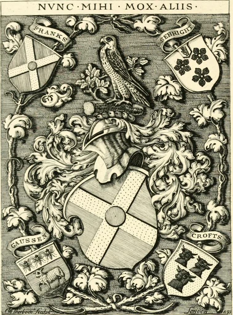 An illustration from Franks bequest. Catalogue of British and American book plates bequeathed to the trustees of the British Museum by Sir Augustus Wollaston Franks, 1903, leaf 5