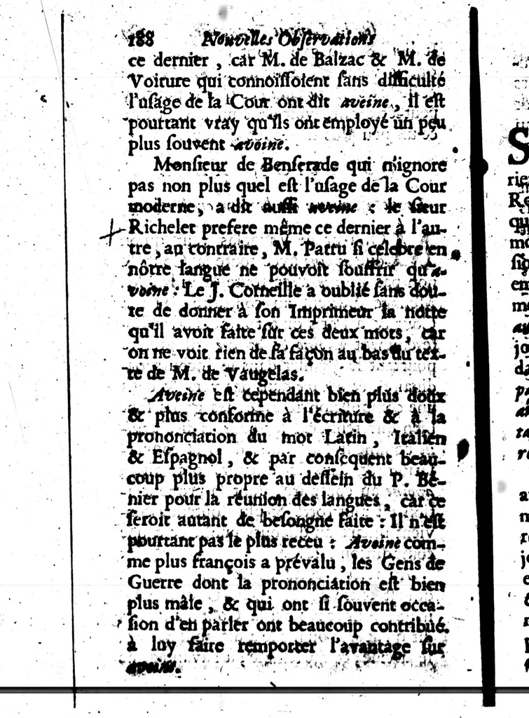 An illustration from Nouvelles observations [microforme] : ou, Guerre civile des françois, sur la langue, 1688, leaf 217