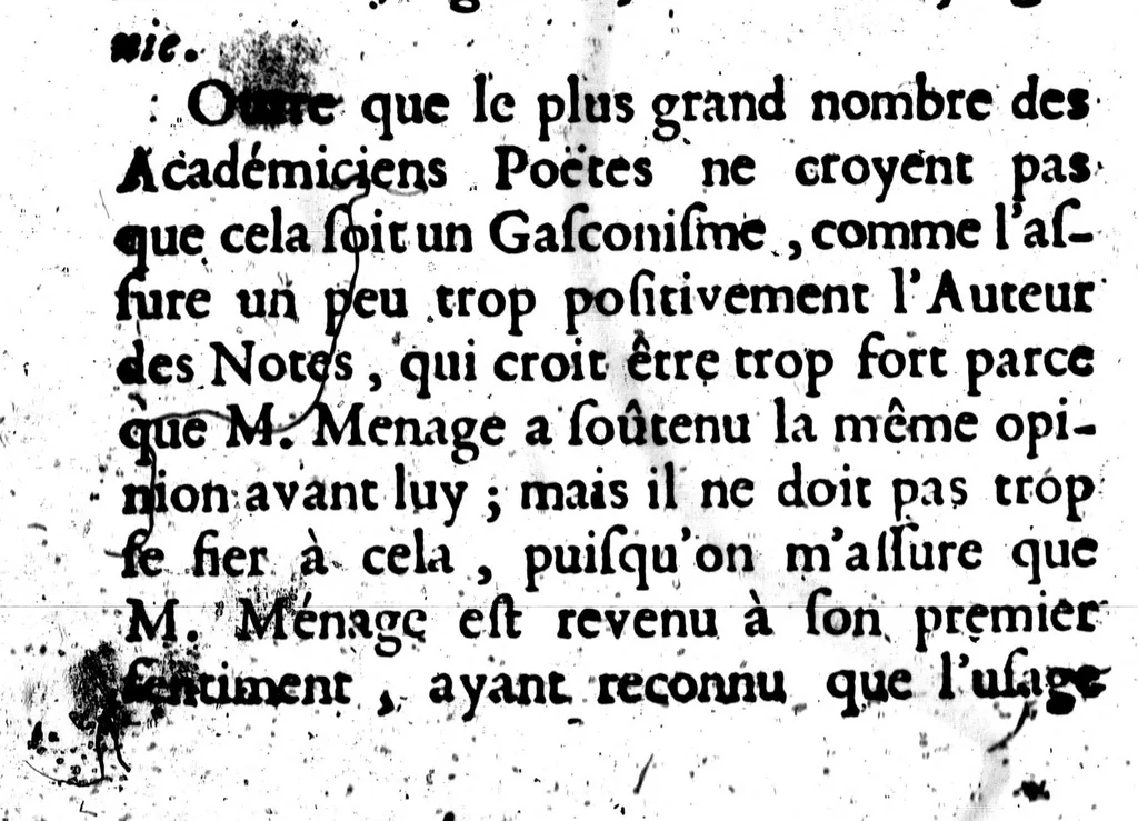 An illustration from Nouvelles observations [microforme] : ou, Guerre civile des françois, sur la langue, 1688, leaf 502