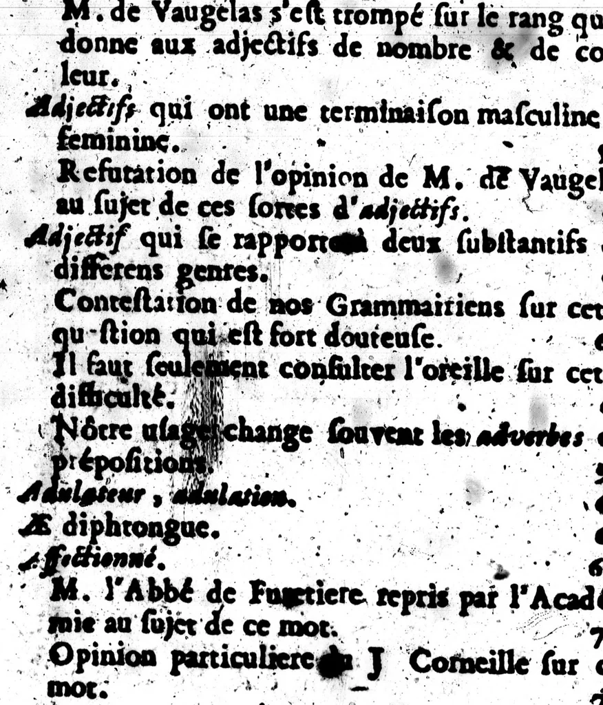 An illustration from Nouvelles observations [microforme] : ou, Guerre civile des françois, sur la langue, 1688, leaf 513