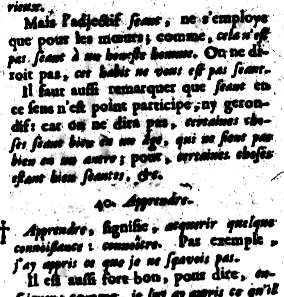 An illustration from Le Génie de la langue françoise. Suite du génie de la langue françoise. [microforme], 1685, leaf 653