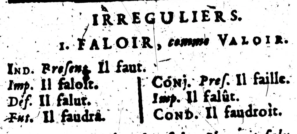 An illustration from Le Génie de la langue françoise. Suite du génie de la langue françoise. [microforme], 1685, leaf 97