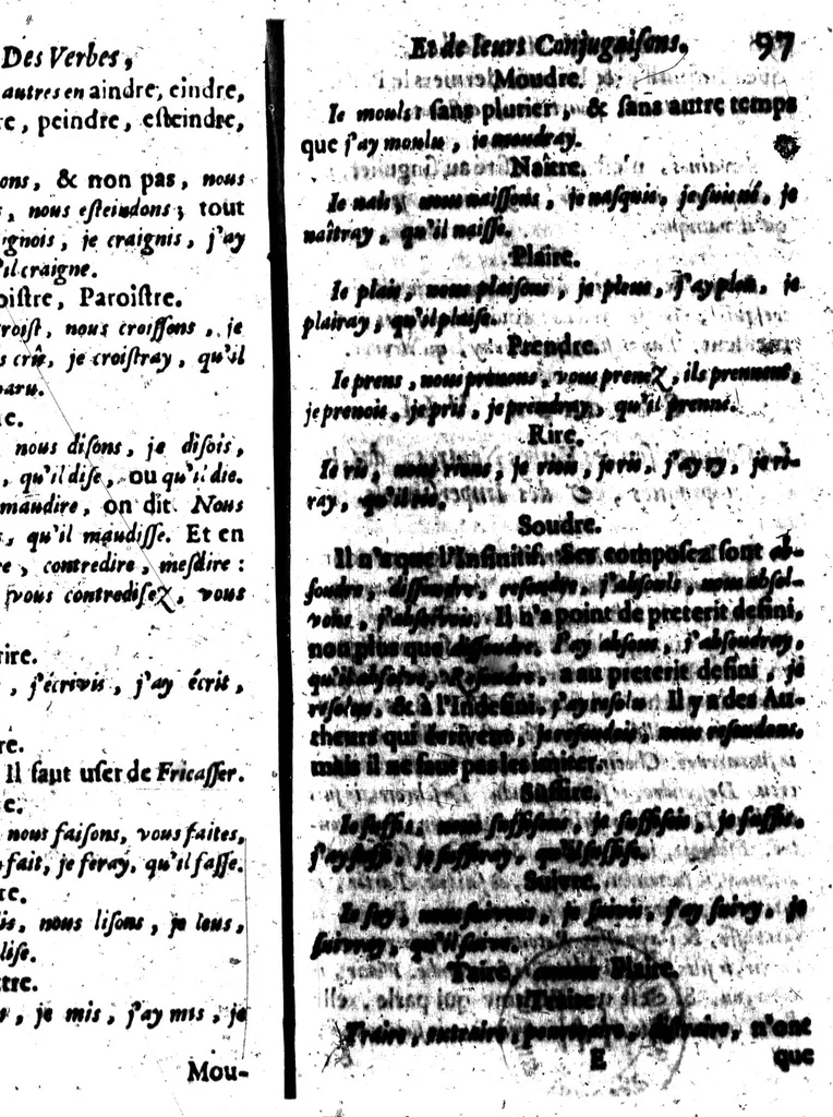 An illustration from Essay d'une parfaite grammaire de la langue françoise... [microforme], 1680, leaf 51