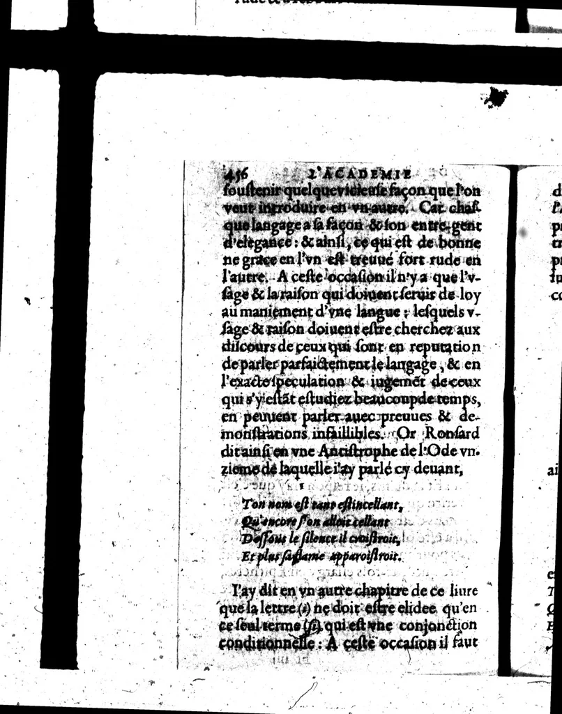 An illustration from L'Académie de l'Art poétique [microforme], 1610, leaf 488