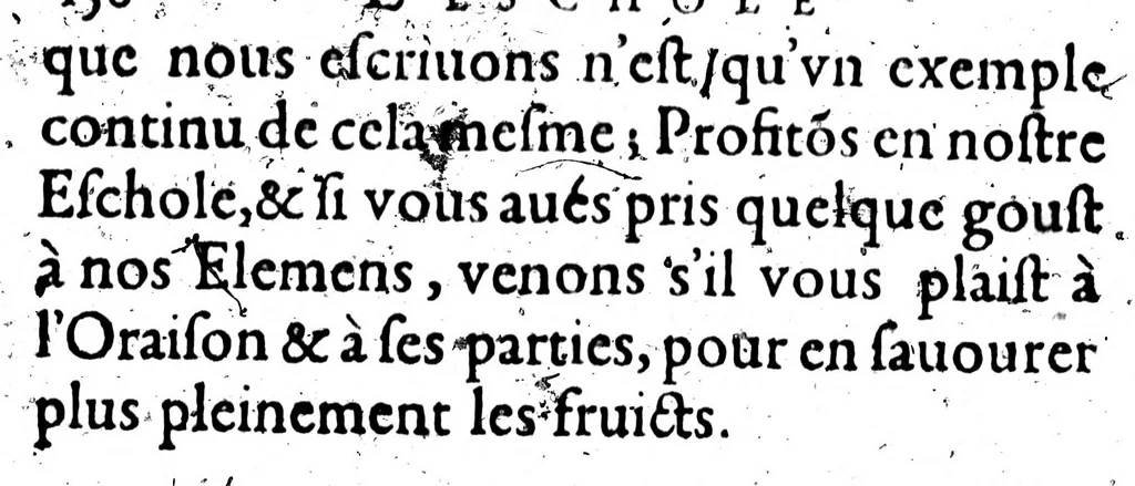 An illustration from L'Eschole françoise pour apprendre à bien parler & escrire selon l'usage de ce temps & pratique des bons autheurs [microform], 1604, leaf 156