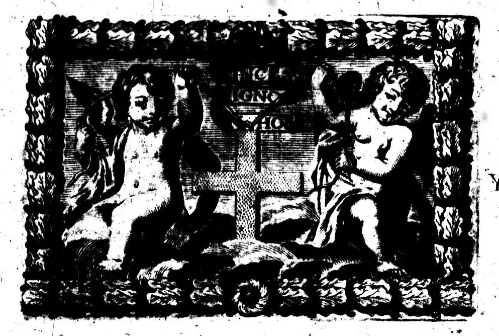 An illustration from La deffense du poëme heroïque [microforme] : avec quelques remarques sur les Oeuvres satyrique du sieur D... dialogue en vers et en prose, 1674, leaf 0
