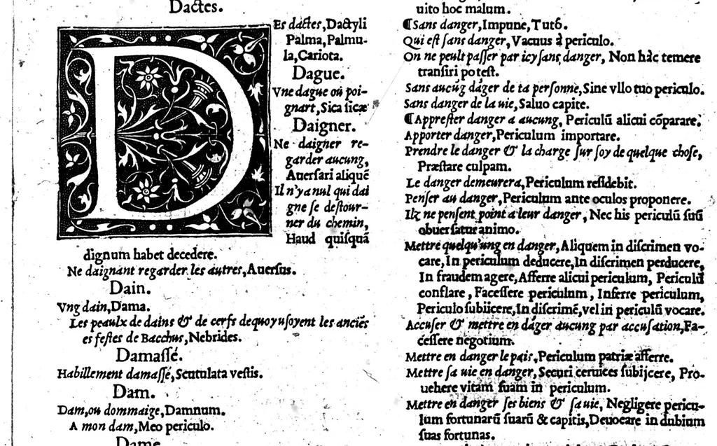 An illustration from Dictionnaire francoislatin, contenant les mots & manières de parler francois, tournez en latin [microforme], 1539, leaf 136