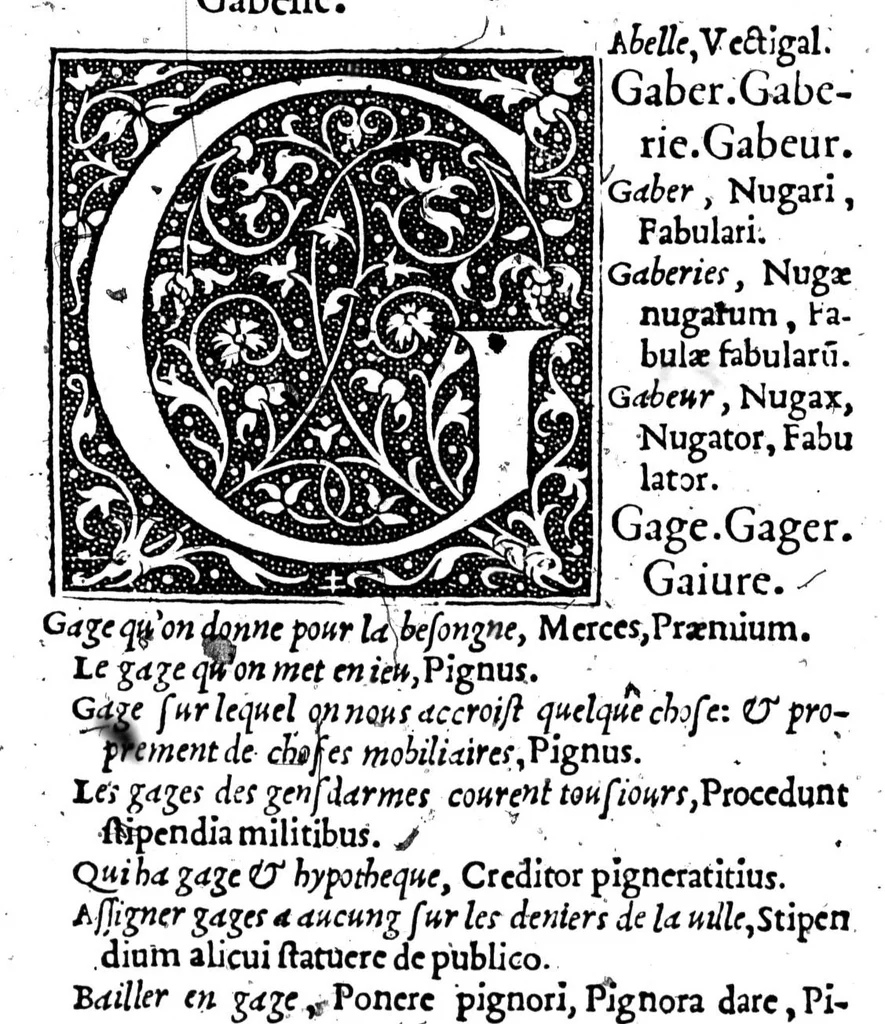 An illustration from Dictionnaire francoislatin, contenant les mots & manières de parler francois, tournez en latin [microforme], 1539, leaf 239