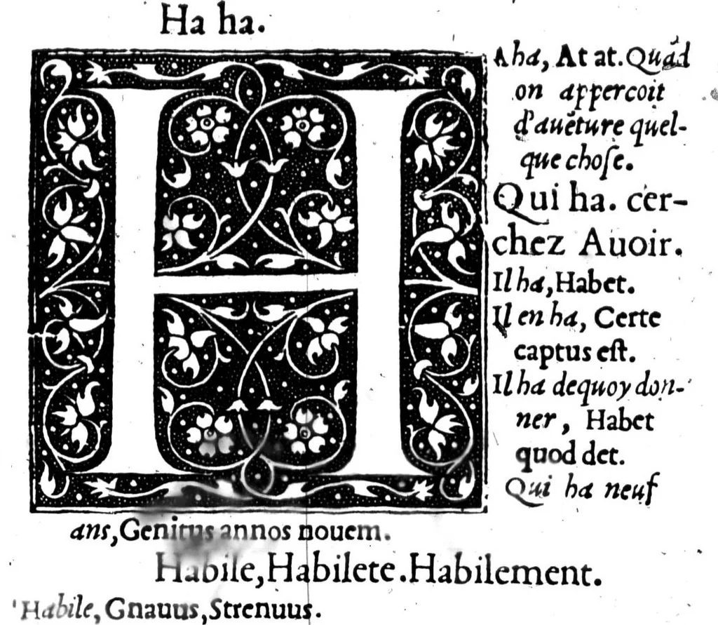 An illustration from Dictionnaire francoislatin, contenant les mots & manières de parler francois, tournez en latin [microforme], 1539, leaf 255