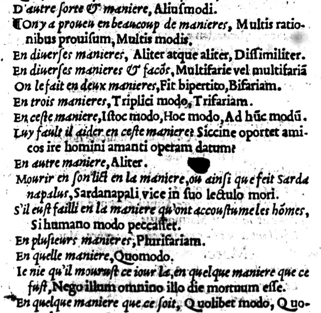 An illustration from Dictionnaire francoislatin, contenant les mots & manières de parler francois, tournez en latin [microforme], 1539, leaf 303