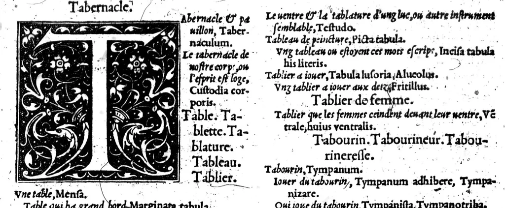 An illustration from Dictionnaire francoislatin, contenant les mots & manières de parler francois, tournez en latin [microforme], 1539, leaf 483
