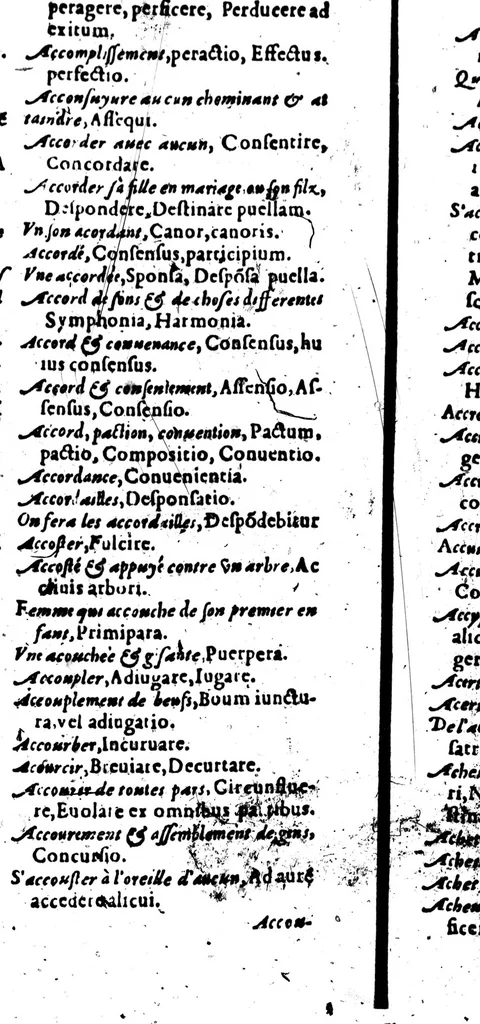 An illustration from Les mots francois selon l'ordre des lettres, ainsi qu'il faut escrire, tournez en latin pour les enfans [microforme], 1567, leaf 20