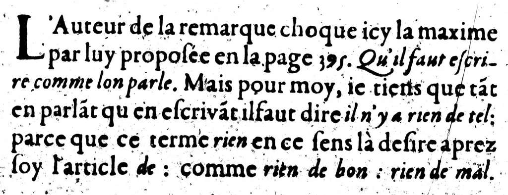 An illustration from Liberté de la langue françoise dans sa pureté [microforme], 1651, leaf 233