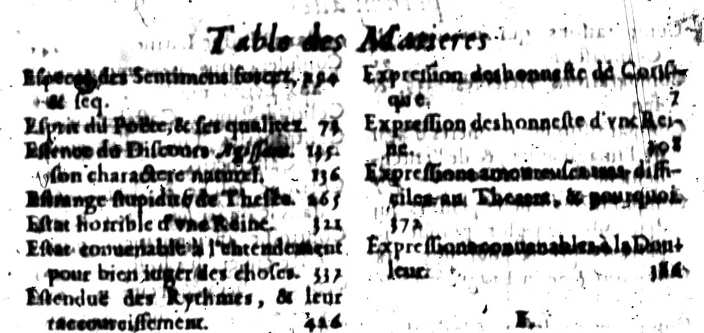 An illustration from La Poétique [microforme] Tome premier, 1639, leaf 534