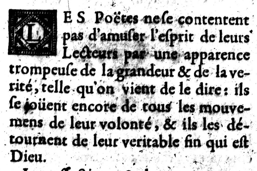 An illustration from Nouvelles reflexions sur l'art poétique [microforme], 1668, leaf 101