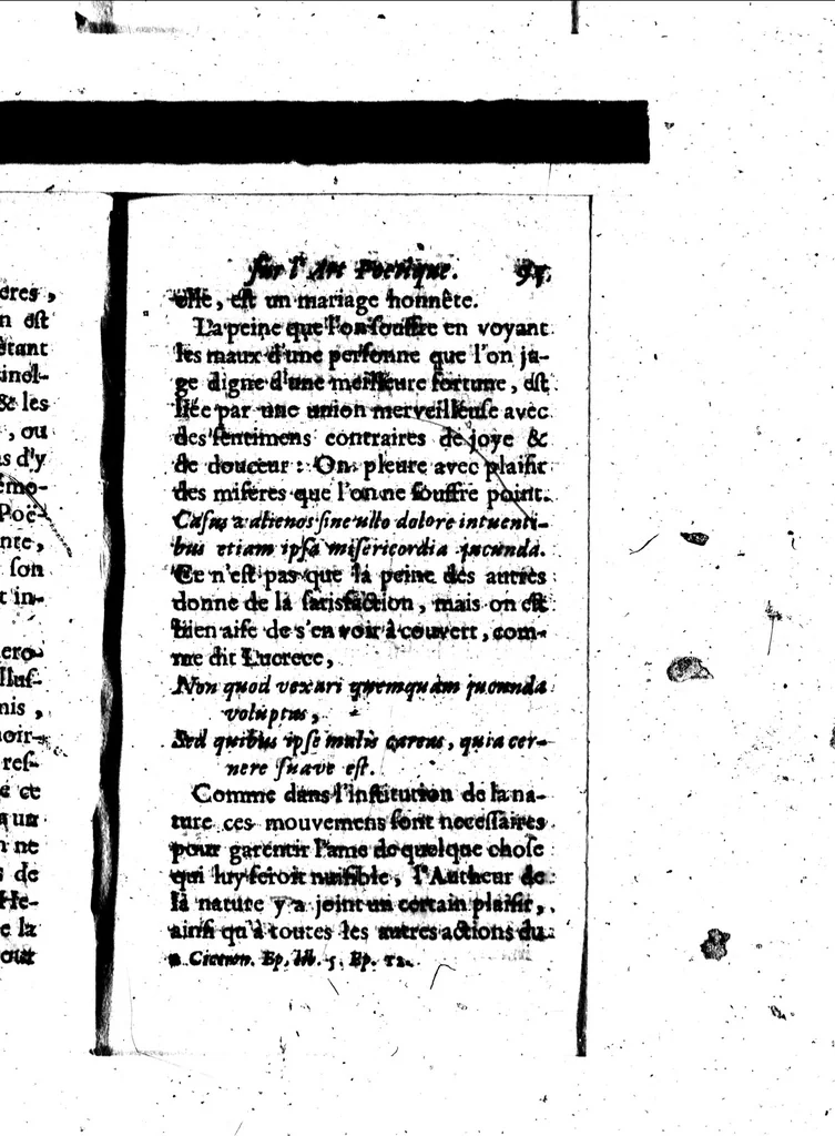 An illustration from Nouvelles reflexions sur l'art poétique [microforme], 1668, leaf 111