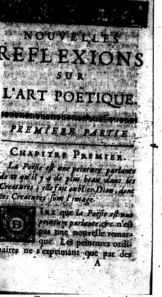 An illustration from Nouvelles reflexions sur l'art poétique [microforme], 1668, leaf 17