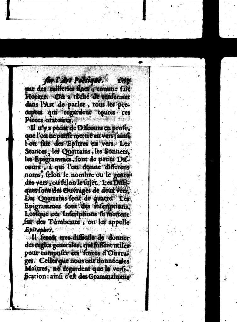 An illustration from Nouvelles reflexions sur l'art poétique [microforme], 1668, leaf 221