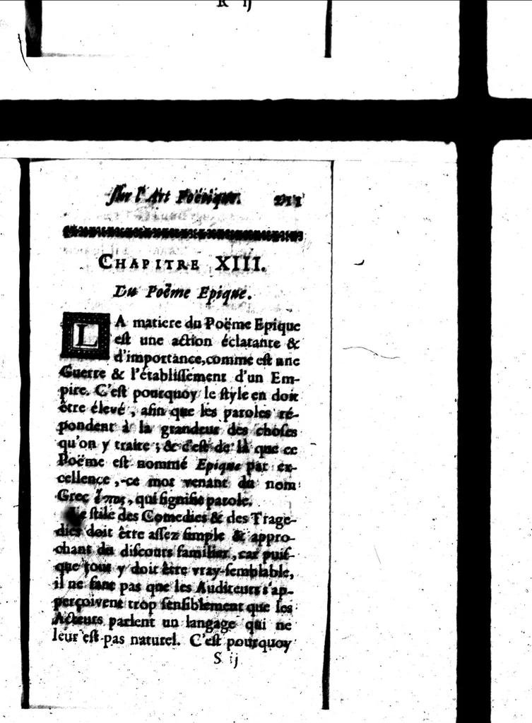 An illustration from Nouvelles reflexions sur l'art poétique [microforme], 1668, leaf 227