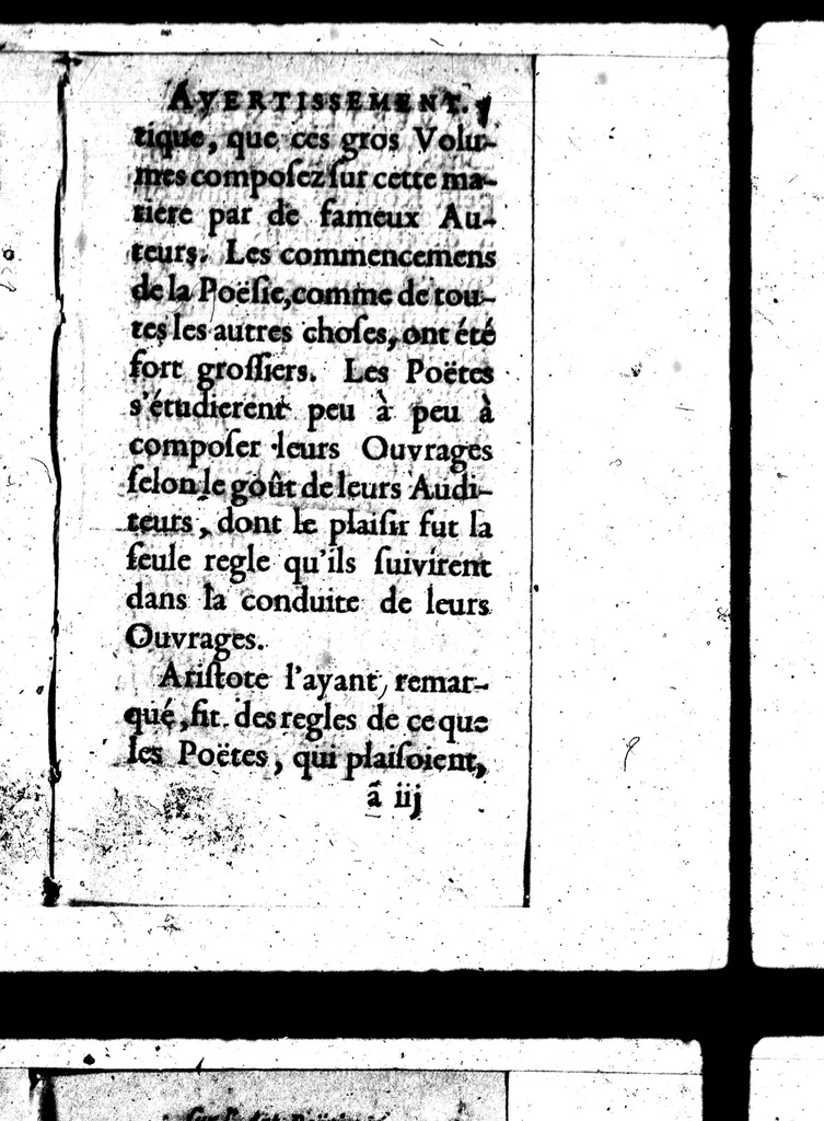 An illustration from Nouvelles reflexions sur l'art poétique [microforme], 1668, leaf 5