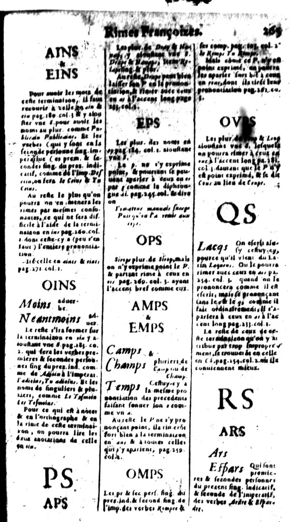 An illustration from Le dictionnaire des rimes françoises [microforme], 1596, leaf 281