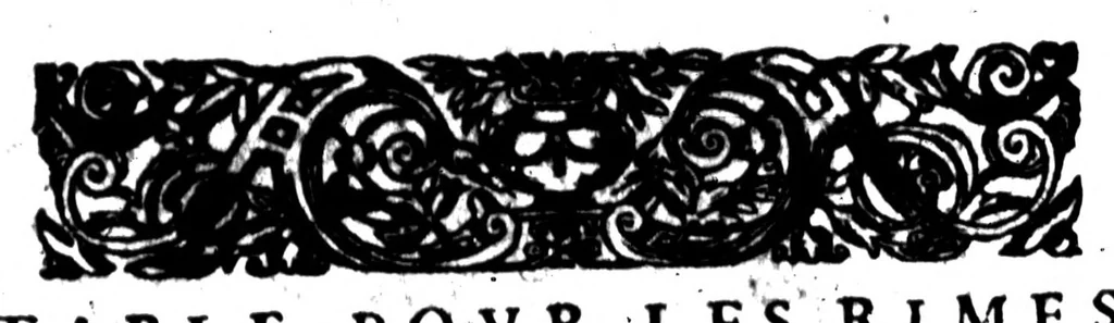An illustration from Le dictionnaire des rimes françoises [microforme], 1596, leaf 442