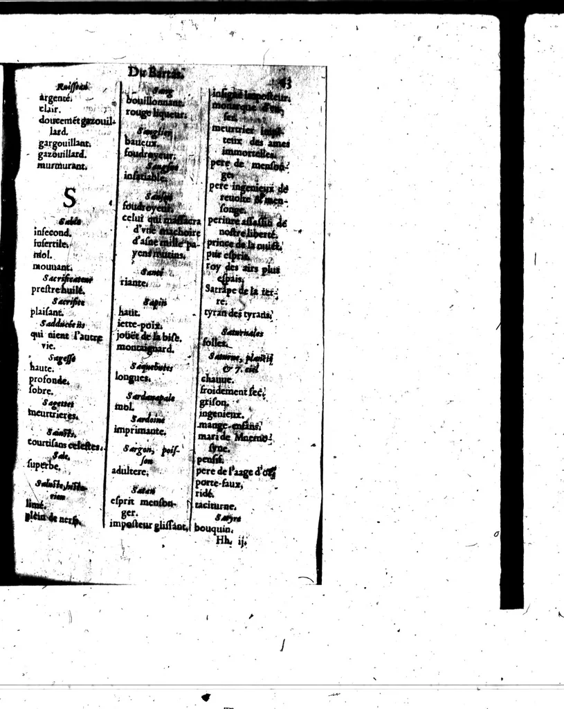 An illustration from Le dictionnaire des rimes françoises [microforme], 1596, leaf 499
