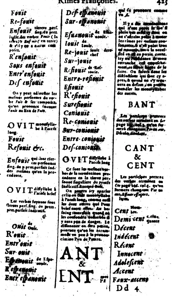 An illustration from Le grand dictionnaire des rimes francaises [microforme], 1623, leaf 439