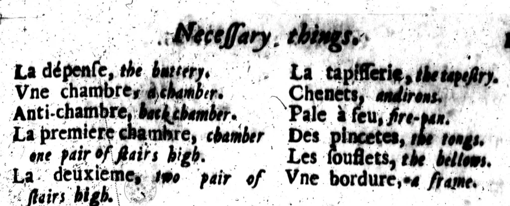An illustration from Grammaire françoise [microforme], 1684, leaf 186