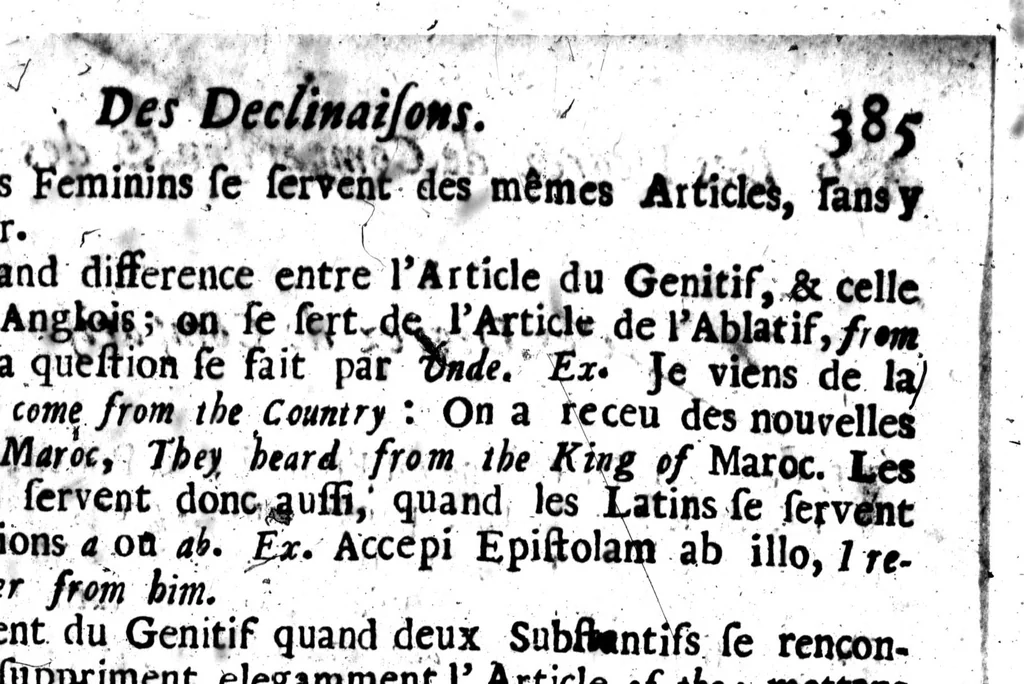 An illustration from Grammaire françoise [microforme], 1684, leaf 390