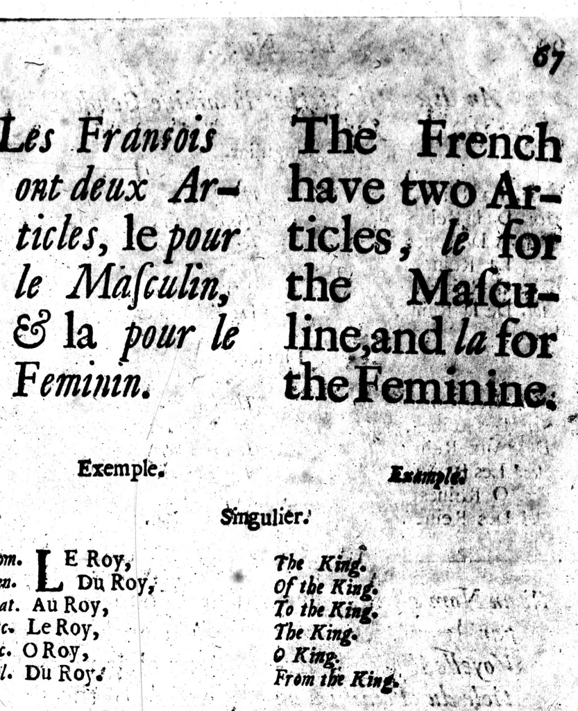 An illustration from Grammaire françoise [microforme], 1684, leaf 72