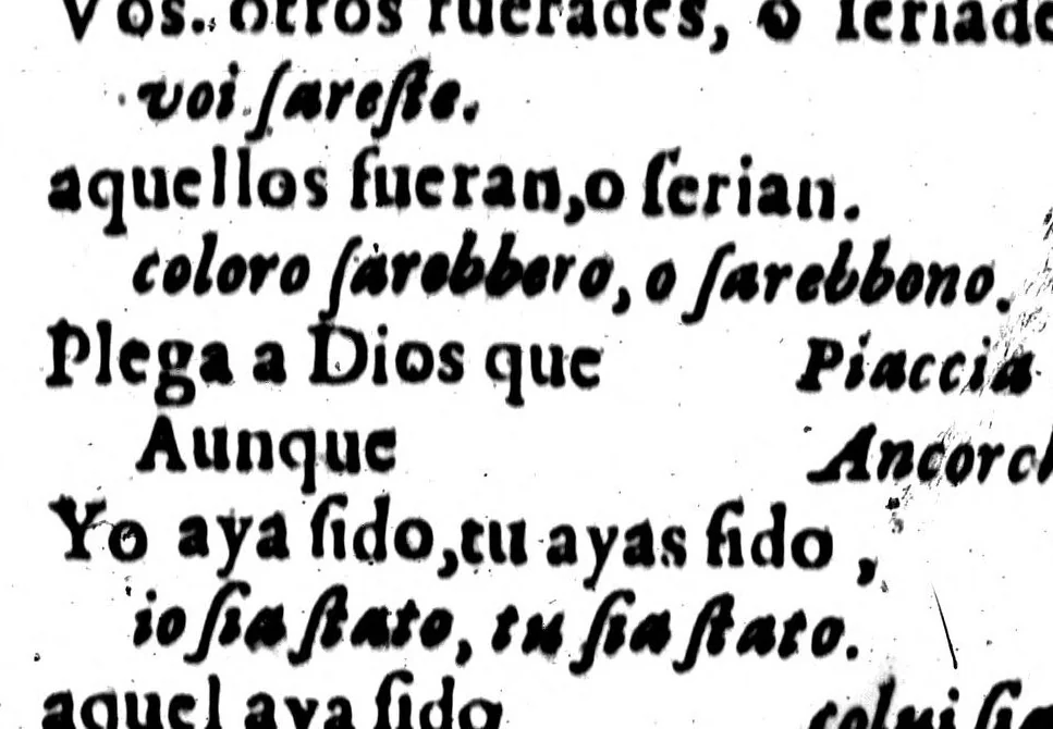 An illustration from La novissima grammatica delle tré lingue italiana, franzese e spagnuola [microform], 1664, leaf 247