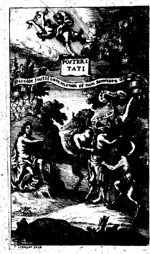 An illustration from Réponse à une critique satyrique intitulée l'apotheose du Dictionnaire de l'Academie françoise [microforme], 1696, leaf 0