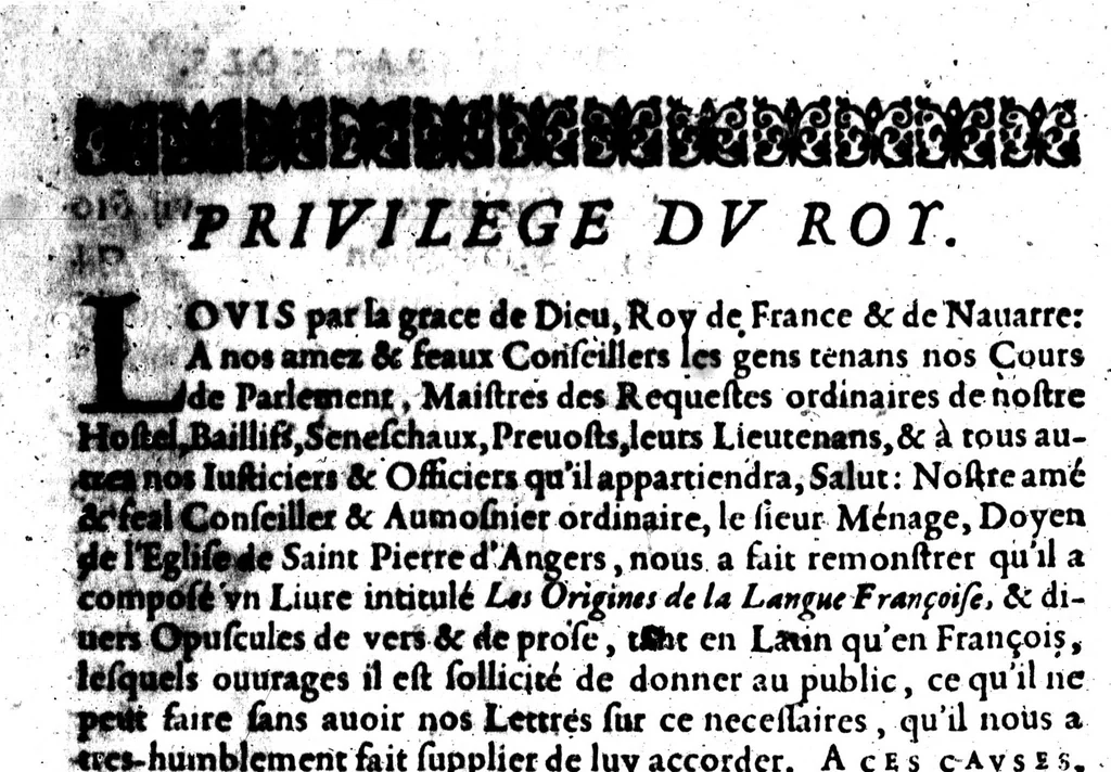 An illustration from Les Origines de la langue françoise [microforme], 1650, leaf 916