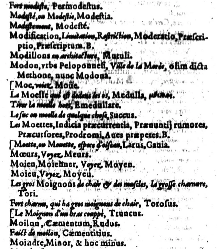 An illustration from Dictionnaire françois latin, auquel les mots françois, avec les manières d'user d'iceulx, sont tournez en latin [microforme], 1564, leaf 404