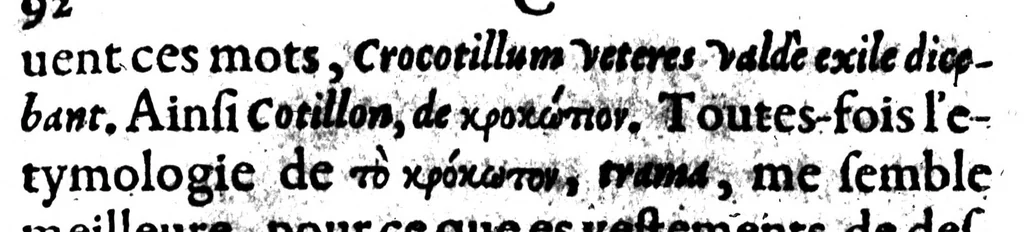 An illustration from Celt-hellenisme, ou, Etymologic des mots francois tirez du graec [microforme] : plus preuves en general de la descente de nostre langue, 1581, leaf 100