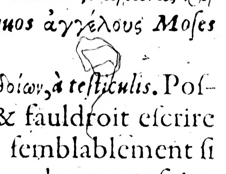 An illustration from Celt-hellenisme, ou, Etymologic des mots francois tirez du graec [microforme] : plus preuves en general de la descente de nostre langue, 1581, leaf 107