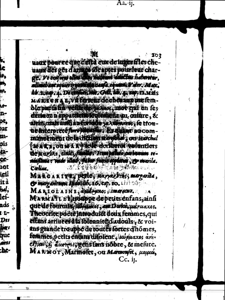An illustration from Celt-hellenisme, ou, Etymologic des mots francois tirez du graec [microforme] : plus preuves en general de la descente de nostre langue, 1581, leaf 211