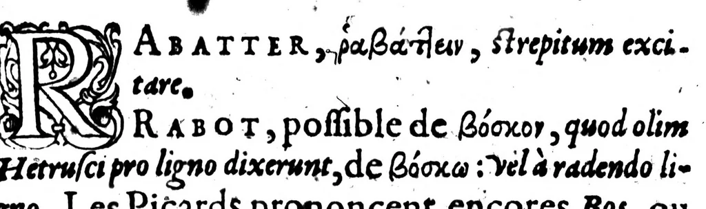 An illustration from Celt-hellenisme, ou, Etymologic des mots francois tirez du graec [microforme] : plus preuves en general de la descente de nostre langue, 1581, leaf 269