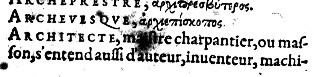 An illustration from Celt-hellenisme, ou, Etymologic des mots francois tirez du graec [microforme] : plus preuves en general de la descente de nostre langue, 1581, leaf 31
