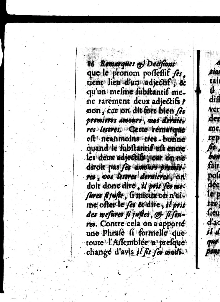 An illustration from Remarques et decisions de l'Académie Françoise [microforme], 1698, leaf 100