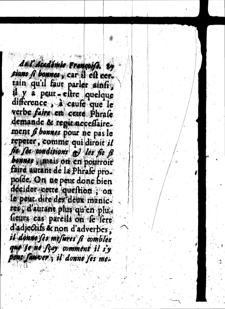 An illustration from Remarques et decisions de l'Académie Françoise [microforme], 1698, leaf 101