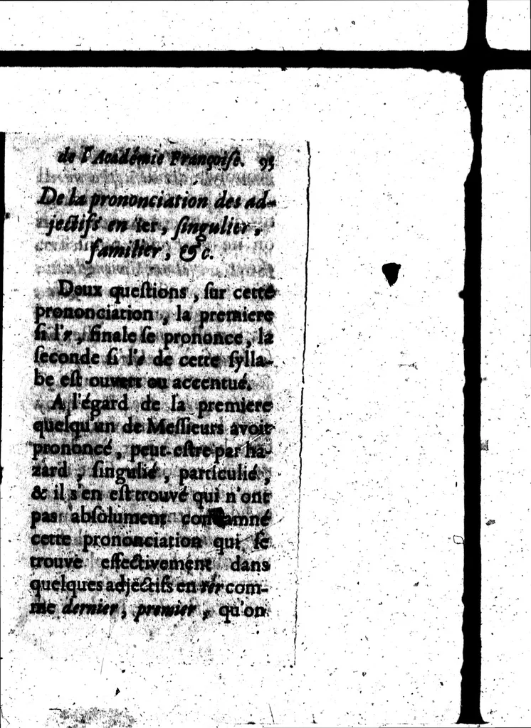 An illustration from Remarques et decisions de l'Académie Françoise [microforme], 1698, leaf 107