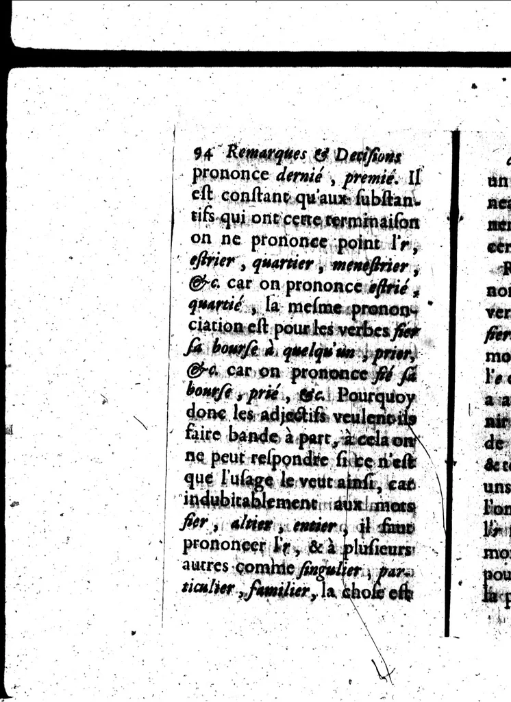 An illustration from Remarques et decisions de l'Académie Françoise [microforme], 1698, leaf 108