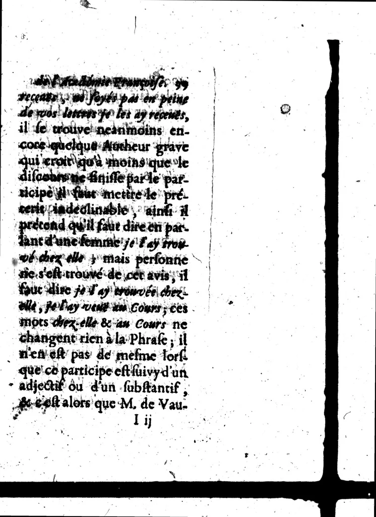 An illustration from Remarques et decisions de l'Académie Françoise [microforme], 1698, leaf 113