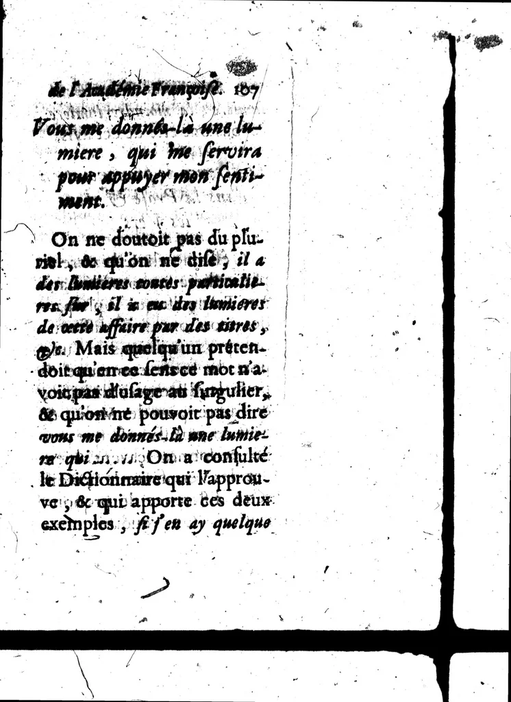 An illustration from Remarques et decisions de l'Académie Françoise [microforme], 1698, leaf 121